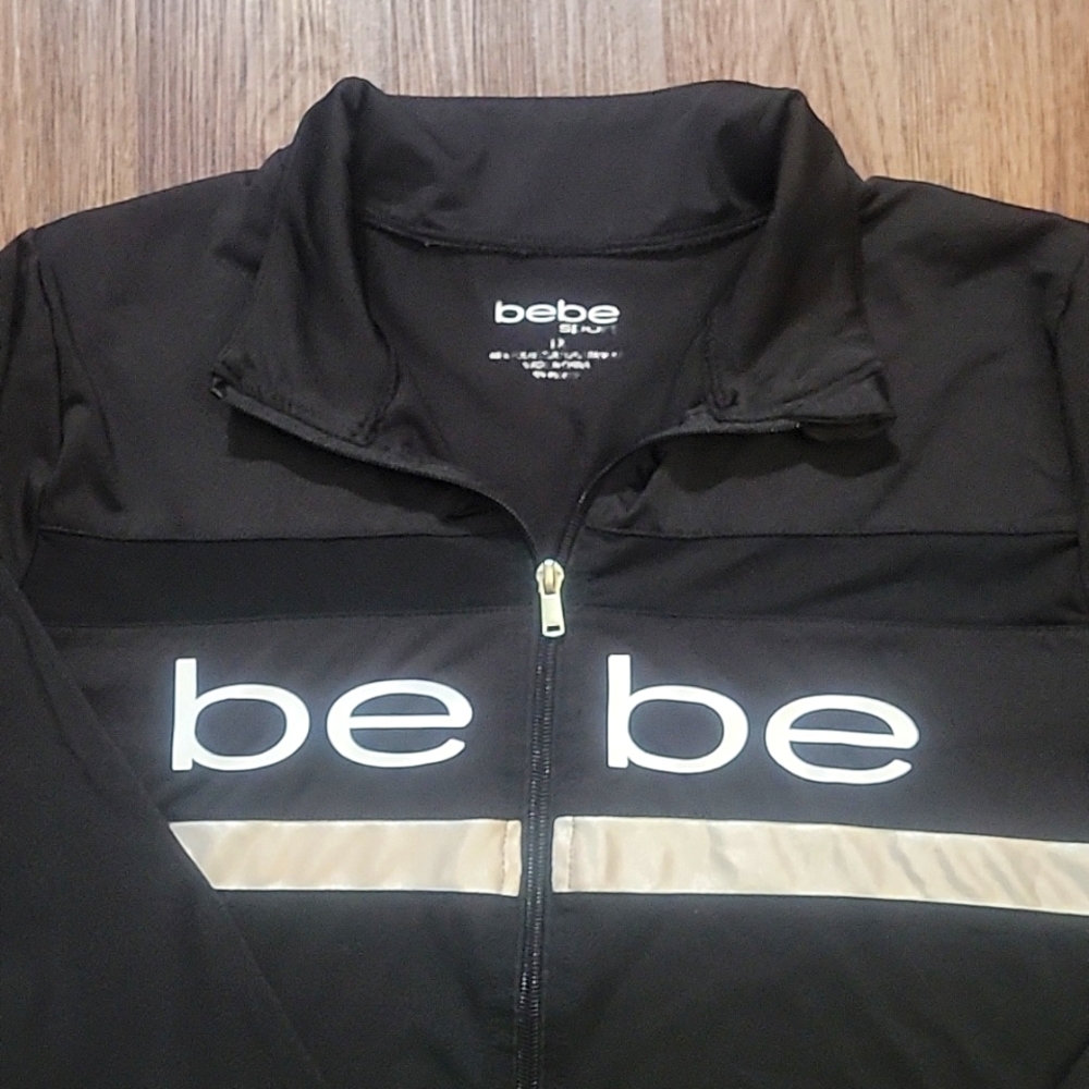 Bebe sport womans plus size zip up jacket black 1X